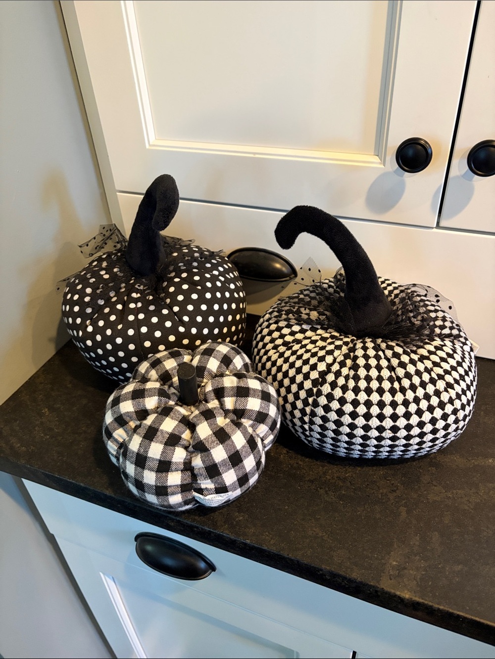Black & White Fabric Pumpkin Decor